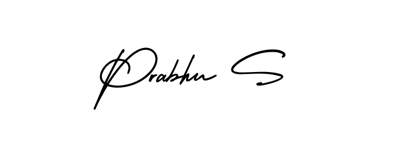 You should practise on your own different ways (AmerikaSignatureDemo-Regular) to write your name (Prabhu S) in signature. don't let someone else do it for you. Prabhu S signature style 3 images and pictures png