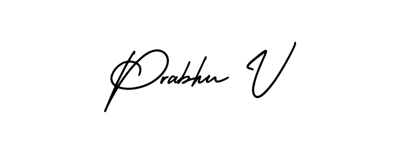 This is the best signature style for the Prabhu V name. Also you like these signature font (AmerikaSignatureDemo-Regular). Mix name signature. Prabhu V signature style 3 images and pictures png