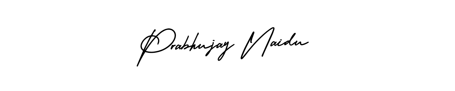 The best way (AmerikaSignatureDemo-Regular) to make a short signature is to pick only two or three words in your name. The name Prabhujay Naidu include a total of six letters. For converting this name. Prabhujay Naidu signature style 3 images and pictures png