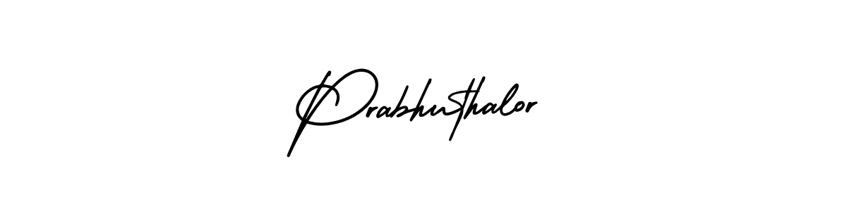 You should practise on your own different ways (AmerikaSignatureDemo-Regular) to write your name (Prabhuthalor) in signature. don't let someone else do it for you. Prabhuthalor signature style 3 images and pictures png