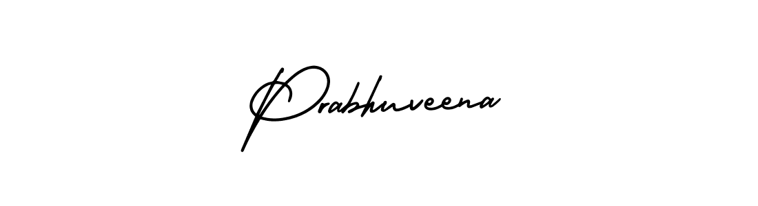 How to make Prabhuveena name signature. Use AmerikaSignatureDemo-Regular style for creating short signs online. This is the latest handwritten sign. Prabhuveena signature style 3 images and pictures png