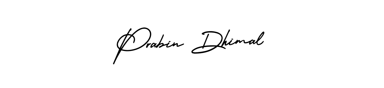 The best way (AmerikaSignatureDemo-Regular) to make a short signature is to pick only two or three words in your name. The name Prabin Dhimal include a total of six letters. For converting this name. Prabin Dhimal signature style 3 images and pictures png