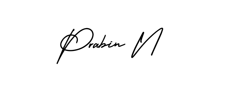 Make a beautiful signature design for name Prabin N. With this signature (AmerikaSignatureDemo-Regular) style, you can create a handwritten signature for free. Prabin N signature style 3 images and pictures png