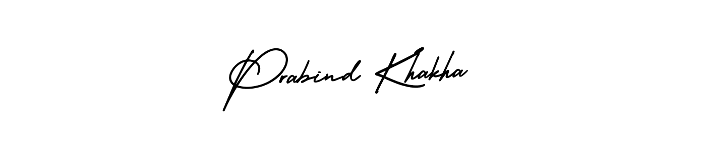 The best way (AmerikaSignatureDemo-Regular) to make a short signature is to pick only two or three words in your name. The name Prabind Khakha include a total of six letters. For converting this name. Prabind Khakha signature style 3 images and pictures png