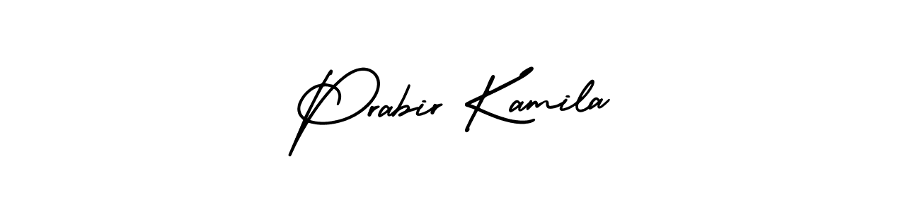 The best way (AmerikaSignatureDemo-Regular) to make a short signature is to pick only two or three words in your name. The name Prabir Kamila include a total of six letters. For converting this name. Prabir Kamila signature style 3 images and pictures png
