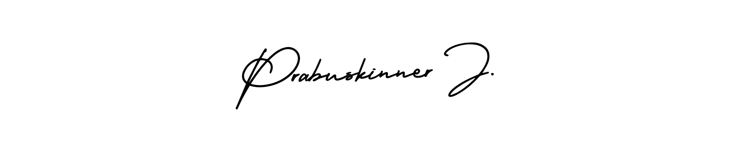 You should practise on your own different ways (AmerikaSignatureDemo-Regular) to write your name (Prabuskinner J.) in signature. don't let someone else do it for you. Prabuskinner J. signature style 3 images and pictures png