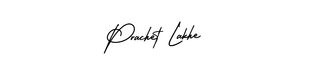 You should practise on your own different ways (AmerikaSignatureDemo-Regular) to write your name (Prachet Lakhe) in signature. don't let someone else do it for you. Prachet Lakhe signature style 3 images and pictures png