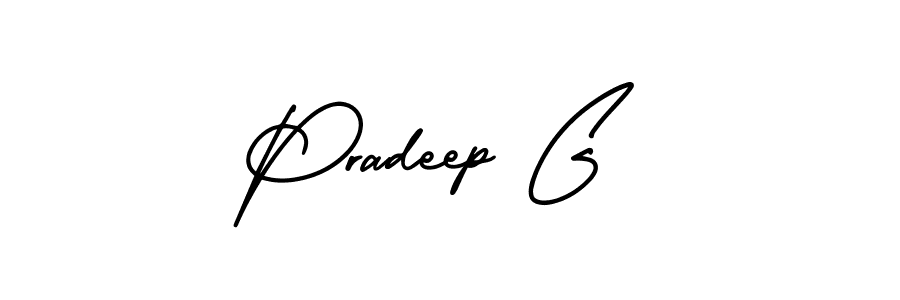 The best way (AmerikaSignatureDemo-Regular) to make a short signature is to pick only two or three words in your name. The name Pradeep G include a total of six letters. For converting this name. Pradeep G signature style 3 images and pictures png