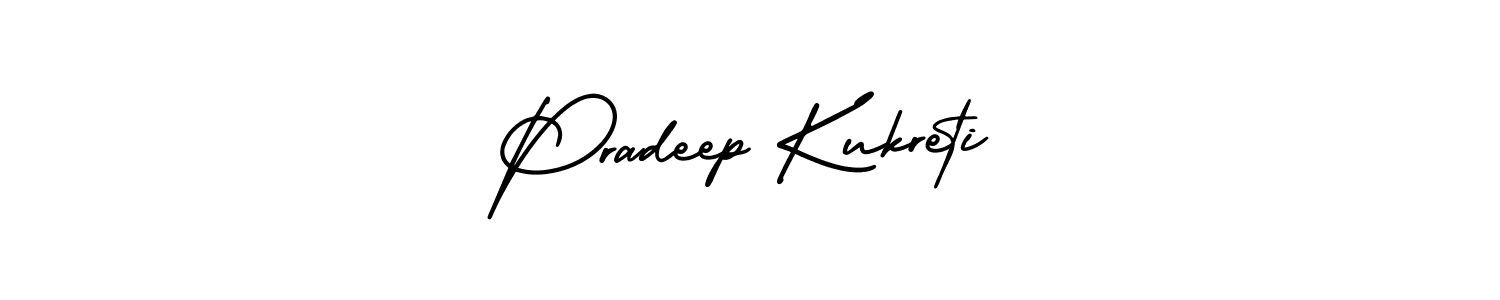The best way (AmerikaSignatureDemo-Regular) to make a short signature is to pick only two or three words in your name. The name Pradeep Kukreti include a total of six letters. For converting this name. Pradeep Kukreti signature style 3 images and pictures png