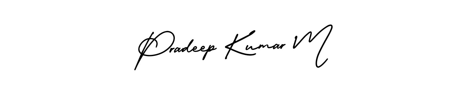 The best way (AmerikaSignatureDemo-Regular) to make a short signature is to pick only two or three words in your name. The name Pradeep Kumar M include a total of six letters. For converting this name. Pradeep Kumar M signature style 3 images and pictures png