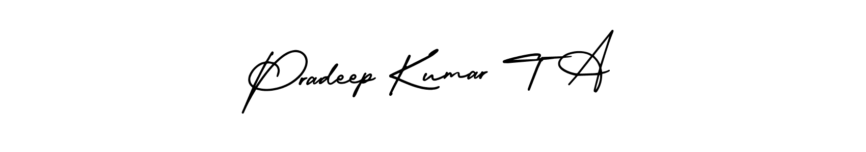AmerikaSignatureDemo-Regular is a professional signature style that is perfect for those who want to add a touch of class to their signature. It is also a great choice for those who want to make their signature more unique. Get Pradeep Kumar T A name to fancy signature for free. Pradeep Kumar T A signature style 3 images and pictures png
