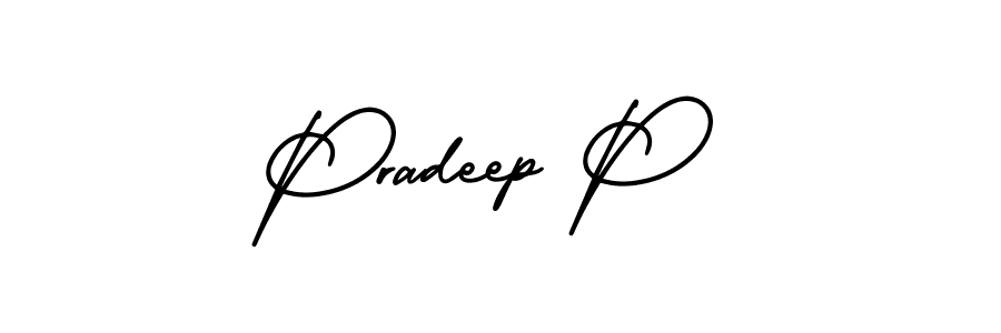 You should practise on your own different ways (AmerikaSignatureDemo-Regular) to write your name (Pradeep P) in signature. don't let someone else do it for you. Pradeep P signature style 3 images and pictures png