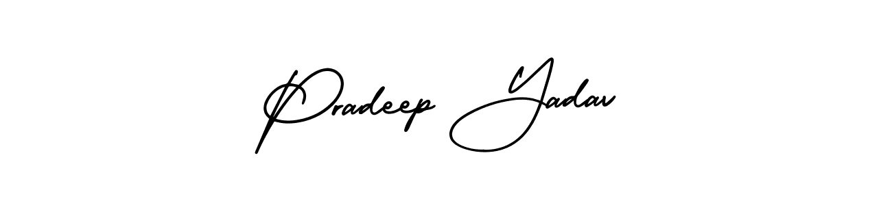 You should practise on your own different ways (AmerikaSignatureDemo-Regular) to write your name (Pradeep Yadav) in signature. don't let someone else do it for you. Pradeep Yadav signature style 3 images and pictures png