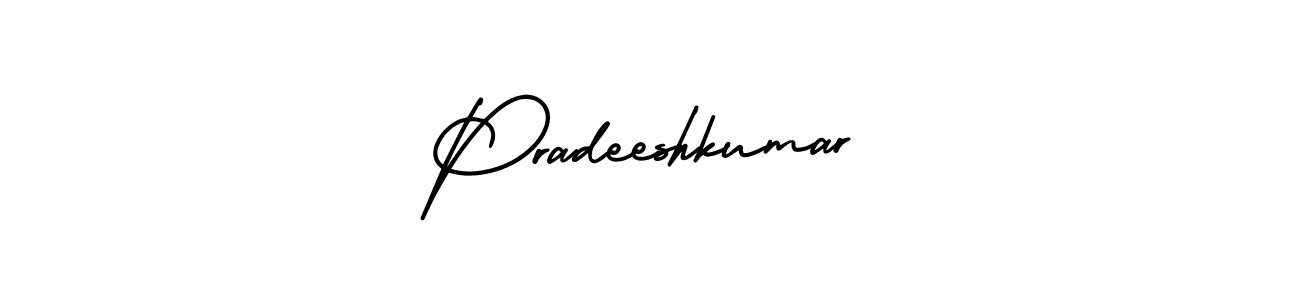 You should practise on your own different ways (AmerikaSignatureDemo-Regular) to write your name (Pradeeshkumar) in signature. don't let someone else do it for you. Pradeeshkumar signature style 3 images and pictures png