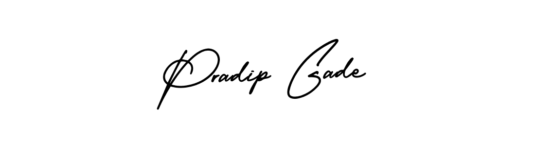 The best way (AmerikaSignatureDemo-Regular) to make a short signature is to pick only two or three words in your name. The name Pradip Gade include a total of six letters. For converting this name. Pradip Gade signature style 3 images and pictures png