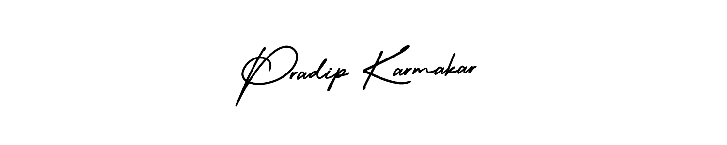 How to make Pradip Karmakar name signature. Use AmerikaSignatureDemo-Regular style for creating short signs online. This is the latest handwritten sign. Pradip Karmakar signature style 3 images and pictures png