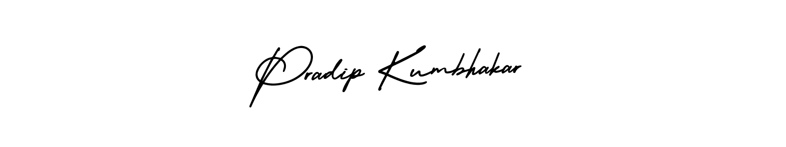 The best way (AmerikaSignatureDemo-Regular) to make a short signature is to pick only two or three words in your name. The name Pradip Kumbhakar include a total of six letters. For converting this name. Pradip Kumbhakar signature style 3 images and pictures png