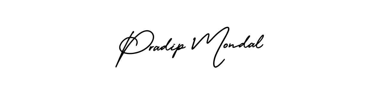 You should practise on your own different ways (AmerikaSignatureDemo-Regular) to write your name (Pradip Mondal) in signature. don't let someone else do it for you. Pradip Mondal signature style 3 images and pictures png