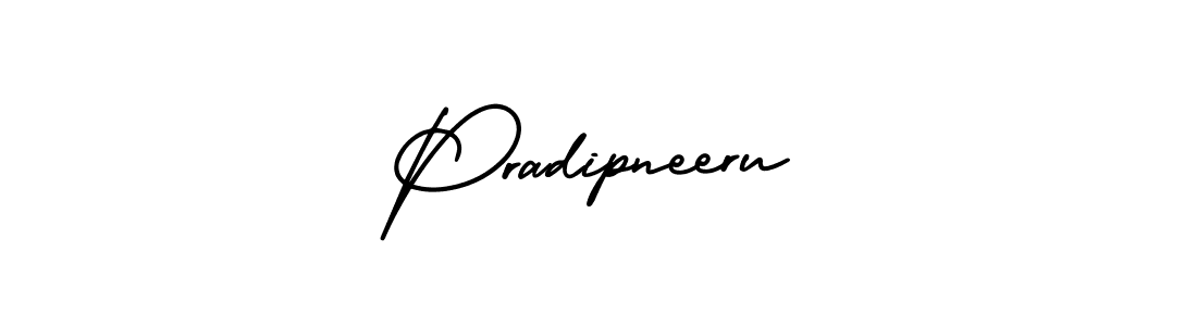 You should practise on your own different ways (AmerikaSignatureDemo-Regular) to write your name (Pradipneeru) in signature. don't let someone else do it for you. Pradipneeru signature style 3 images and pictures png