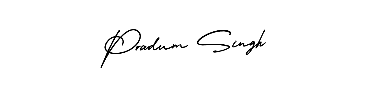 You should practise on your own different ways (AmerikaSignatureDemo-Regular) to write your name (Pradum Singh) in signature. don't let someone else do it for you. Pradum Singh signature style 3 images and pictures png
