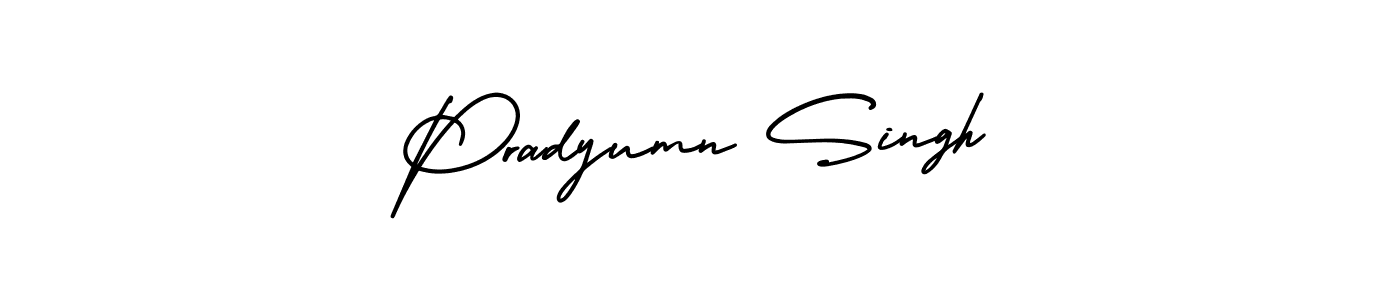 You should practise on your own different ways (AmerikaSignatureDemo-Regular) to write your name (Pradyumn Singh) in signature. don't let someone else do it for you. Pradyumn Singh signature style 3 images and pictures png