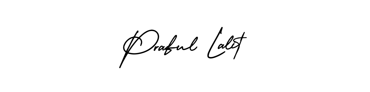 Praful Lalit stylish signature style. Best Handwritten Sign (AmerikaSignatureDemo-Regular) for my name. Handwritten Signature Collection Ideas for my name Praful Lalit. Praful Lalit signature style 3 images and pictures png
