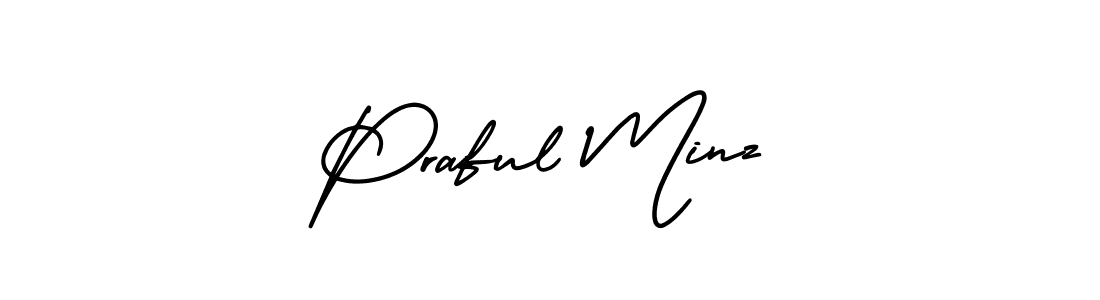 Similarly AmerikaSignatureDemo-Regular is the best handwritten signature design. Signature creator online .You can use it as an online autograph creator for name Praful Minz. Praful Minz signature style 3 images and pictures png