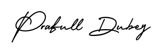 A stylish, flowing autograph style designed for name Prafull Dubey using AmerikaSignatureDemo-Regular typography. Perfect for digital creative projects. Prafull Dubey signature style 3 images and pictures png