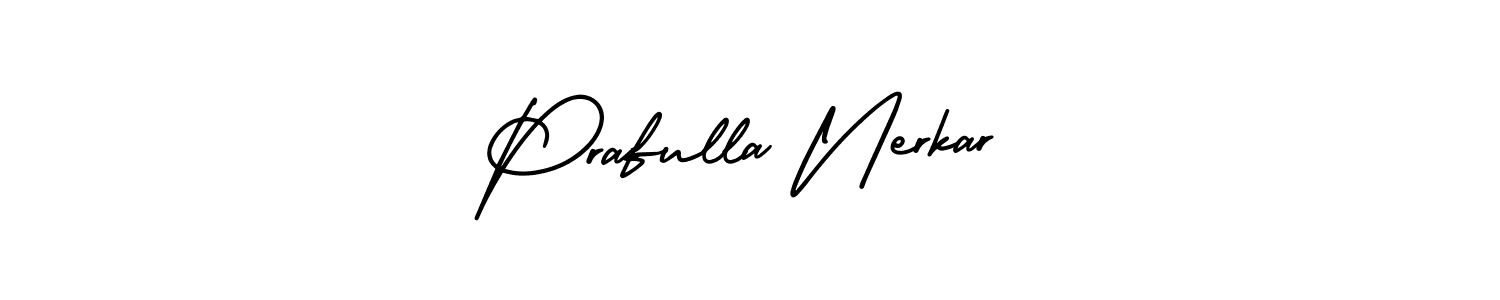 This is the best signature style for the Prafulla Nerkar name. Also you like these signature font (AmerikaSignatureDemo-Regular). Mix name signature. Prafulla Nerkar signature style 3 images and pictures png