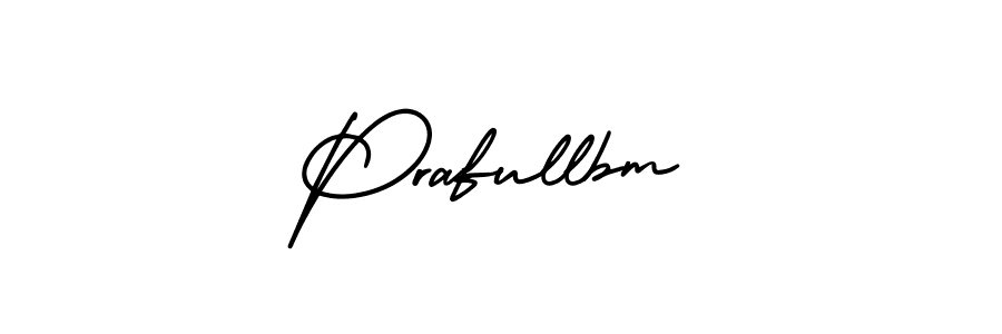 You should practise on your own different ways (AmerikaSignatureDemo-Regular) to write your name (Prafullbm) in signature. don't let someone else do it for you. Prafullbm signature style 3 images and pictures png