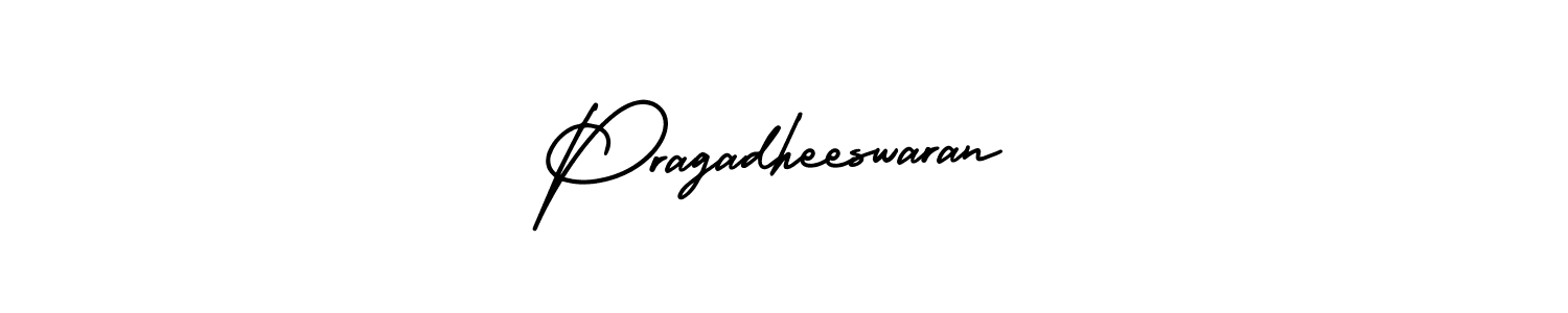 How to make Pragadheeswaran name signature. Use AmerikaSignatureDemo-Regular style for creating short signs online. This is the latest handwritten sign. Pragadheeswaran signature style 3 images and pictures png