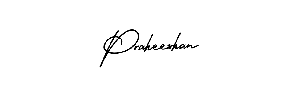 You should practise on your own different ways (AmerikaSignatureDemo-Regular) to write your name (Praheeshan) in signature. don't let someone else do it for you. Praheeshan signature style 3 images and pictures png