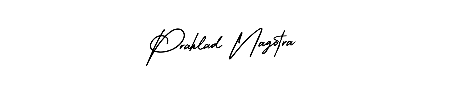 You should practise on your own different ways (AmerikaSignatureDemo-Regular) to write your name (Prahlad Nagotra) in signature. don't let someone else do it for you. Prahlad Nagotra signature style 3 images and pictures png