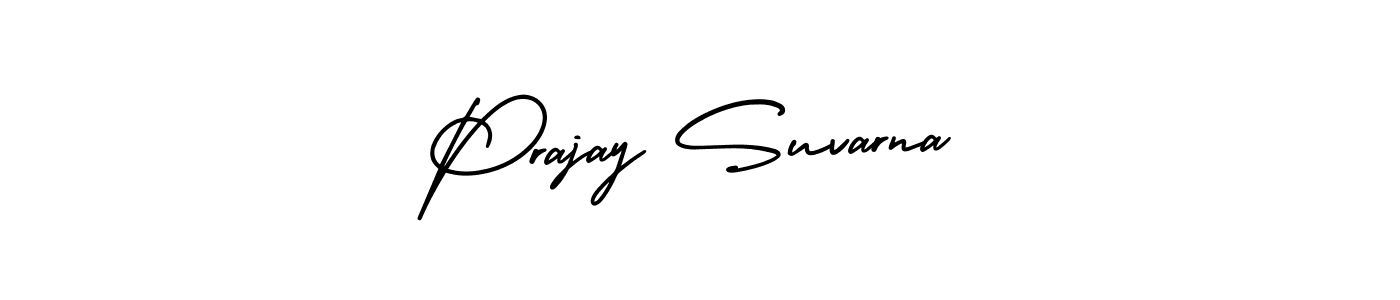 How to Draw Prajay Suvarna signature style? AmerikaSignatureDemo-Regular is a latest design signature styles for name Prajay Suvarna. Prajay Suvarna signature style 3 images and pictures png