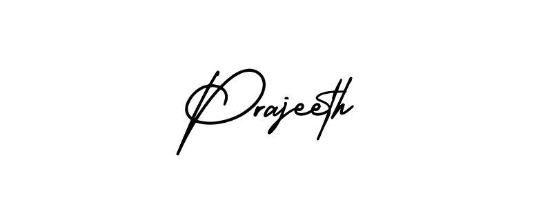 You should practise on your own different ways (AmerikaSignatureDemo-Regular) to write your name (Prajeeth) in signature. don't let someone else do it for you. Prajeeth signature style 3 images and pictures png