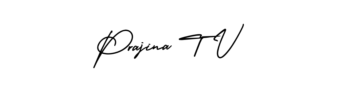 Design your own signature with our free online signature maker. With this signature software, you can create a handwritten (AmerikaSignatureDemo-Regular) signature for name Prajina T V. Prajina T V signature style 3 images and pictures png