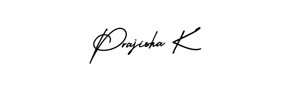 The best way (AmerikaSignatureDemo-Regular) to make a short signature is to pick only two or three words in your name. The name Prajisha K include a total of six letters. For converting this name. Prajisha K signature style 3 images and pictures png