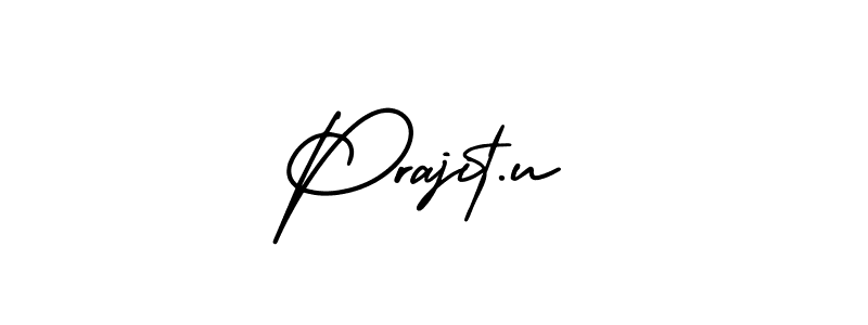 You should practise on your own different ways (AmerikaSignatureDemo-Regular) to write your name (Prajit.u) in signature. don't let someone else do it for you. Prajit.u signature style 3 images and pictures png