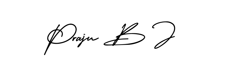 How to make Praju B J name signature. Use AmerikaSignatureDemo-Regular style for creating short signs online. This is the latest handwritten sign. Praju B J signature style 3 images and pictures png