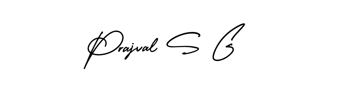 How to make Prajval S G name signature. Use AmerikaSignatureDemo-Regular style for creating short signs online. This is the latest handwritten sign. Prajval S G signature style 3 images and pictures png