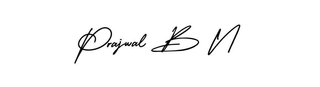 The best way (AmerikaSignatureDemo-Regular) to make a short signature is to pick only two or three words in your name. The name Prajwal B N include a total of six letters. For converting this name. Prajwal B N signature style 3 images and pictures png