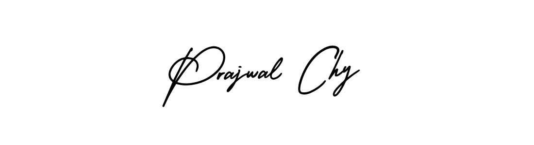 You should practise on your own different ways (AmerikaSignatureDemo-Regular) to write your name (Prajwal Chy) in signature. don't let someone else do it for you. Prajwal Chy signature style 3 images and pictures png
