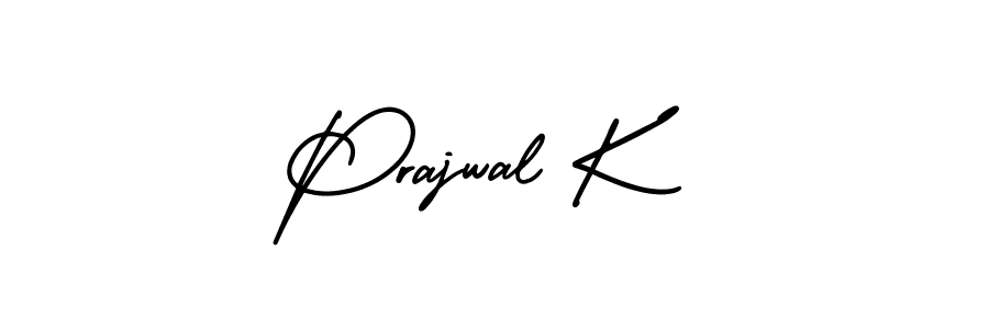 Prajwal K stylish signature style. Best Handwritten Sign (AmerikaSignatureDemo-Regular) for my name. Handwritten Signature Collection Ideas for my name Prajwal K. Prajwal K signature style 3 images and pictures png