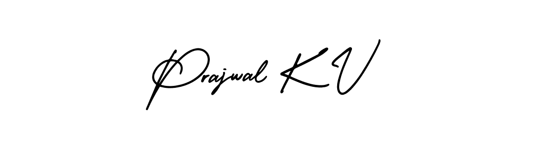 Prajwal K V stylish signature style. Best Handwritten Sign (AmerikaSignatureDemo-Regular) for my name. Handwritten Signature Collection Ideas for my name Prajwal K V. Prajwal K V signature style 3 images and pictures png
