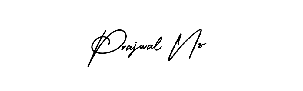 You should practise on your own different ways (AmerikaSignatureDemo-Regular) to write your name (Prajwal Ns) in signature. don't let someone else do it for you. Prajwal Ns signature style 3 images and pictures png
