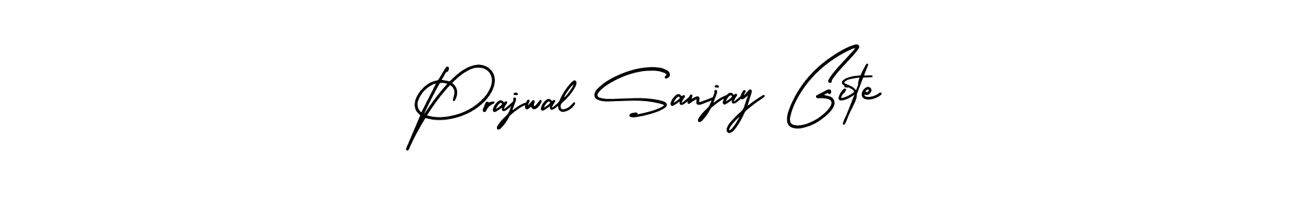 You should practise on your own different ways (AmerikaSignatureDemo-Regular) to write your name (Prajwal Sanjay Gite) in signature. don't let someone else do it for you. Prajwal Sanjay Gite signature style 3 images and pictures png