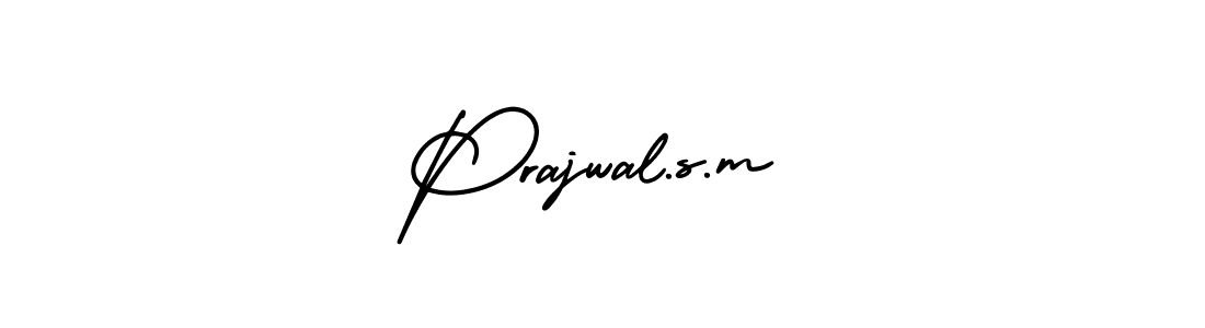 You should practise on your own different ways (AmerikaSignatureDemo-Regular) to write your name (Prajwal.s.m) in signature. don't let someone else do it for you. Prajwal.s.m signature style 3 images and pictures png