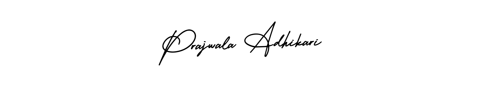 The best way (AmerikaSignatureDemo-Regular) to make a short signature is to pick only two or three words in your name. The name Prajwala Adhikari include a total of six letters. For converting this name. Prajwala Adhikari signature style 3 images and pictures png