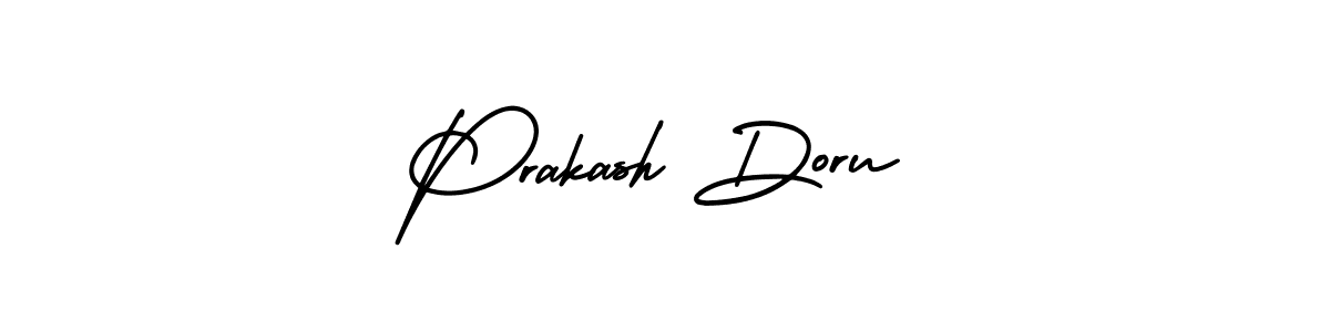 You should practise on your own different ways (AmerikaSignatureDemo-Regular) to write your name (Prakash Doru) in signature. don't let someone else do it for you. Prakash Doru signature style 3 images and pictures png