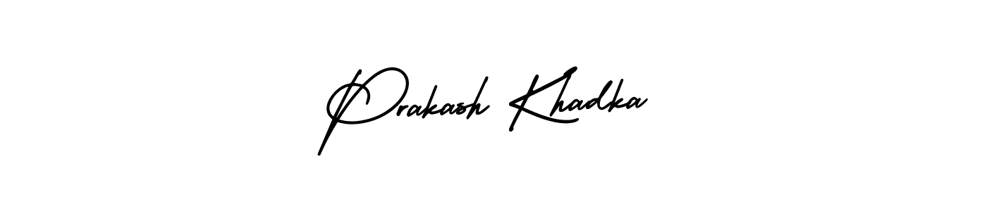 You should practise on your own different ways (AmerikaSignatureDemo-Regular) to write your name (Prakash Khadka) in signature. don't let someone else do it for you. Prakash Khadka signature style 3 images and pictures png